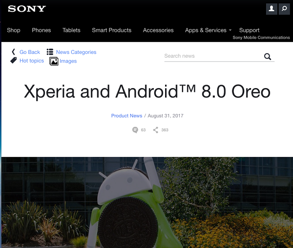 Sony Xperia(グローバル版/日本版)Android 8.0 Oreo へのアップデート情報